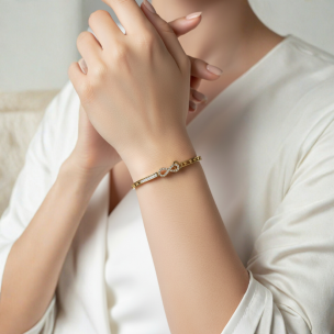 Bracelet with Heart and Stones - Stainless Steel Anti-tarnish Water Proof Jewellery