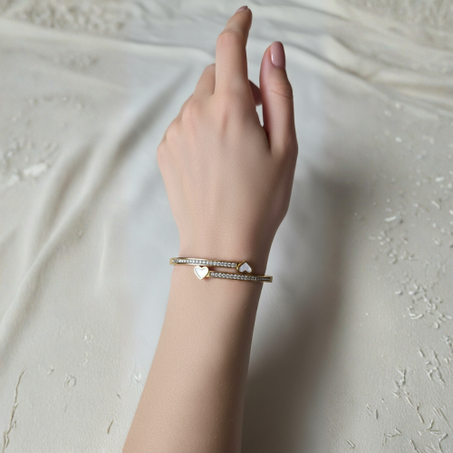 White Heart Stone Bracelet - Stainless Steel Anti-tarnish Water Proof Jewellery