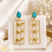 Royal Blue -Golden Leaf Mother of Pearl Statement Earrings