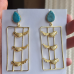 Royal Blue -Golden Leaf Mother of Pearl Statement Earrings