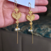 Royal Temple Pearl Threader Earrings – Gold Plated Traditional Statement Earrings for Women