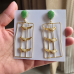 Mint Green -Golden Leaf Mother of Pearl Statement Earrings