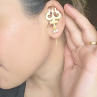 Divine Trishul Pearl Drop Earrings – Gold Plated Ethnic Earrings