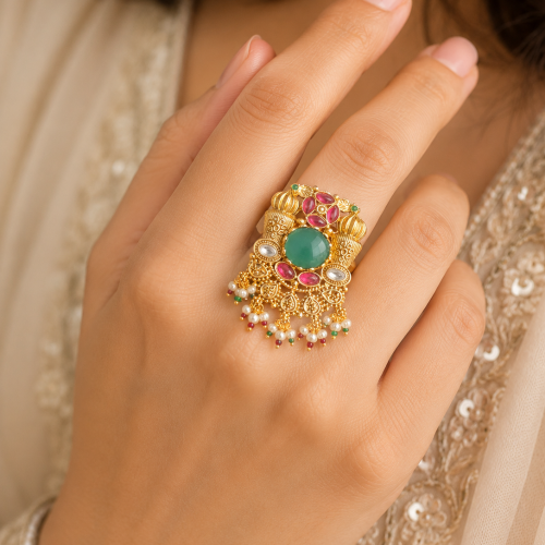 Emerald Royal Temple Jhumka Emerald Royal Temple Jhumka