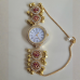 Aura Heritage Kundan Ghungroo Adjustable Bracelet Watch for Women