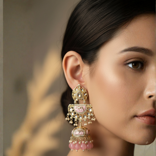 Kundan Chand Baliya with Pink Stone