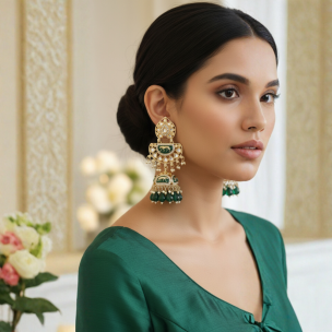 Kundan Chand Baliya with Green Stone