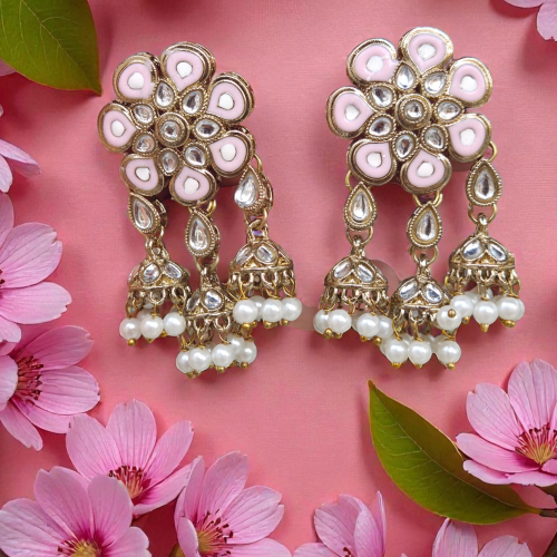 Emerald Bloom Kundan Jhumka