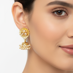 Kundan Chand Baliya in White Stone with White Pearl