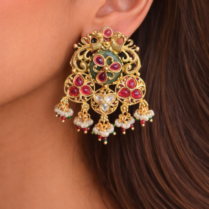 Exquisite Aradhya Kundan Jhumka earrings